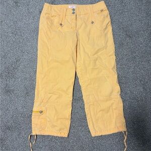 Y2K Vanilla Summer‎ Yellow Cotton Capri 3/4 Pants Women's Size Large 10/12